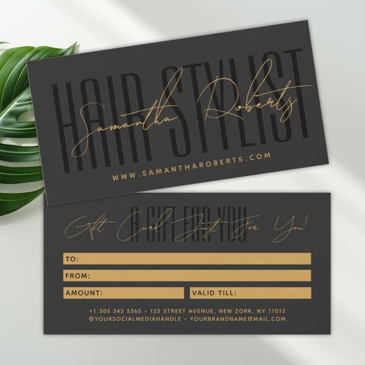 Moderne typografie voor kapsalonscript giftcard