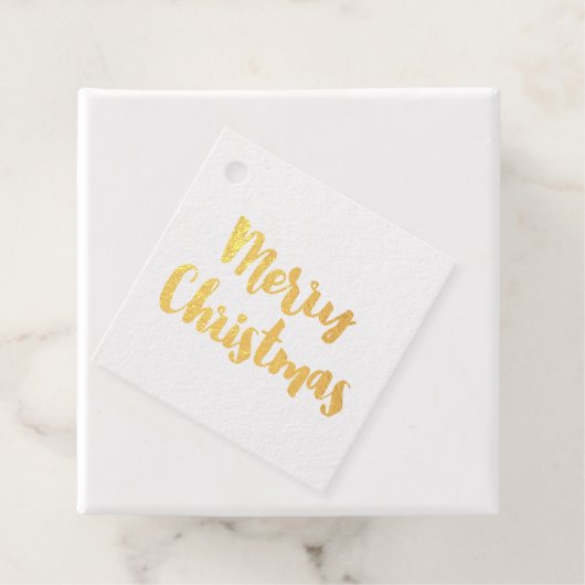 Moderne typografie Vrolijk Kerstfeest echte gouden Bedankjes Labels (Met doos)