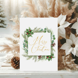 Moderne Typografie Vrolijke Kerstkrans Folie Kaart