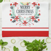 Moderne Typografie Vrolijke Kerstmis Uil Theedoek (Gevouwen)