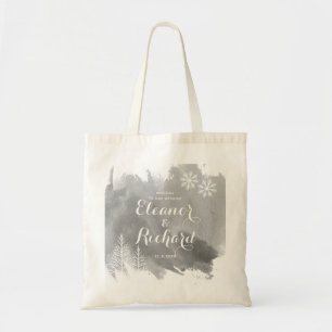Moderne typografie waterverf grijze bruiloft welko tote bag