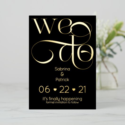 Moderne typografie: we redden de datum folie uitnodiging (Staand Voorkant)