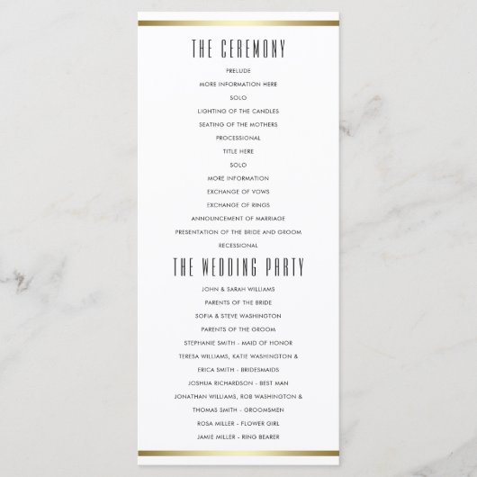 Moderne typografie | Wit & Gouden Huwelijksprogram Programma (Voorkant)