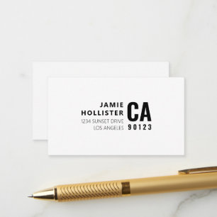 Moderne typografie wit & zwart Naam & Adres Informatiekaartje