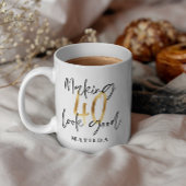 Moderne typografie zwart en goud 40e verjaardag mok