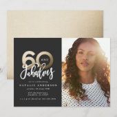 Moderne typografie zwart en goud 60e verjaardag (Voorkant / Achterkant)