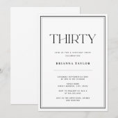 Moderne Typografie Zwart & Wit 30e verjaardag Kaart (Voorkant / Achterkant)