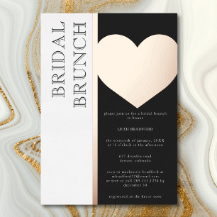 Moderne typografie zwart-wit bruidsbrunch folie uitnodiging