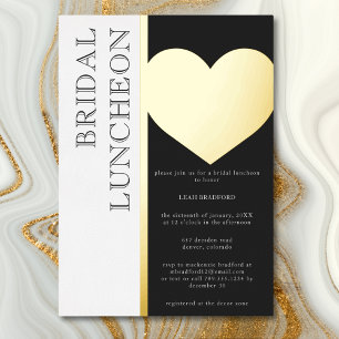 Moderne typografie Zwart-wit Bruidslunch Folie Uitnodiging