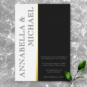 Moderne typografie zwart-wit bruiloft folie uitnodiging