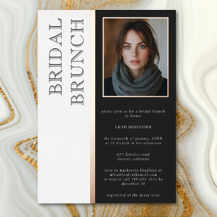 Moderne typografie zwart-wit foto bruidsbrunch folie uitnodiging