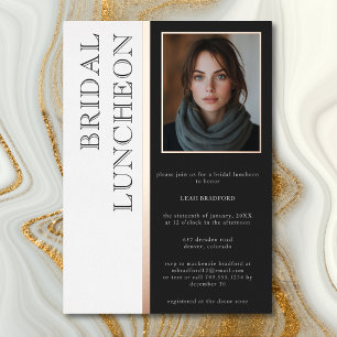 Moderne typografie zwart-wit foto bruiloftslunch folie uitnodiging