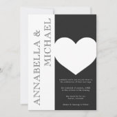 Moderne Typografie Zwart Wit Hart Wedding Kaart (Voorkant)
