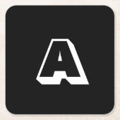 Moderne typografie zwart wit initiaal of getal vierkante kartonnen onderzetter (Voorkant)