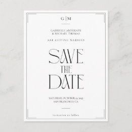 Moderne typografie zwart-wit save the date briefkaart