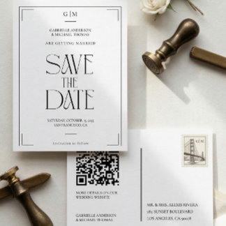Moderne Typografie Zwart Wit Save The Date Briefkaart