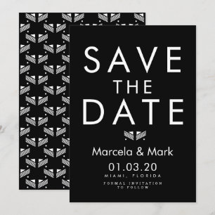 Moderne typografie zwart-wit Save The Dates kaart