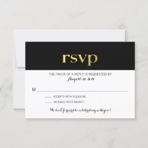 Moderne typografie zwart-wit strepen RSVP Kaartje