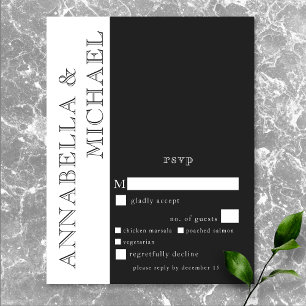 Moderne Typografie Zwart Wit Trouwdiner RSVP Kaartje