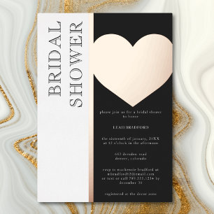 Moderne typografie Zwarte Witte Bruidsdouche Folie Uitnodiging