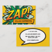 Moderne Typografische Fun Comic Book ZAP Visitekaartje (Voorkant / Achterkant)