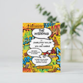 Moderne typografische ontwerper Fun Comic Bruiloft Uitnodiging Briefkaart (Staand voorkant)