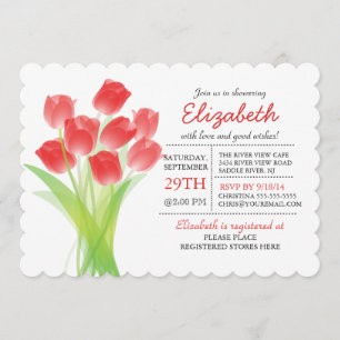 Moderne Typografische Red Tulip Vrijgezellenfeest Kaart