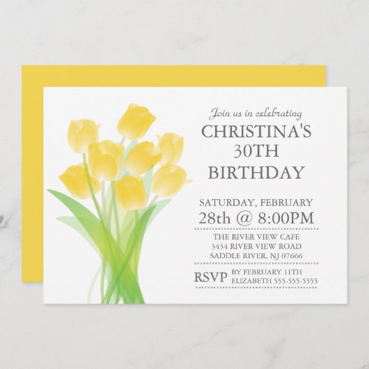 Moderne Typografische Tulpenbloemen Verjaardagsfee Kaart (Voorkant / Achterkant)