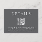 Moderne Typorgrafie QR Code Trouwdetails Grijs Informatiekaartje (Voorkant)