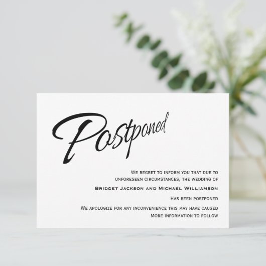 Moderne uitgestelde huwelijksaankondiging save the date (Staand voorkant)