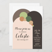 Moderne uitnodiging met aardetinten cirkels (Voorkant / Achterkant)