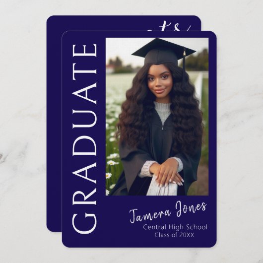 Moderne uitnodiging tot Afstuderen van foto's (Voorkant / Achterkant)