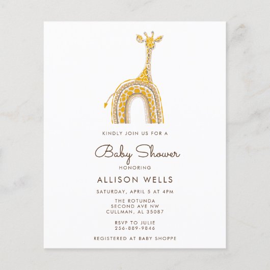 Moderne uitnodiging tot Baby shower (Voorkant)