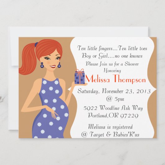 Moderne uitnodiging tot Baby shower (Voorkant)