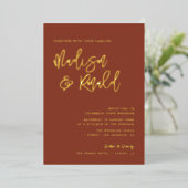 moderne uitnodiging tot folie van terracotta en go (Staand Voorkant)