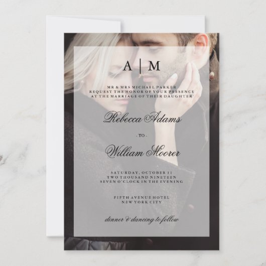 Moderne uitnodiging tot foto van bruiloft met over (Voorkant)