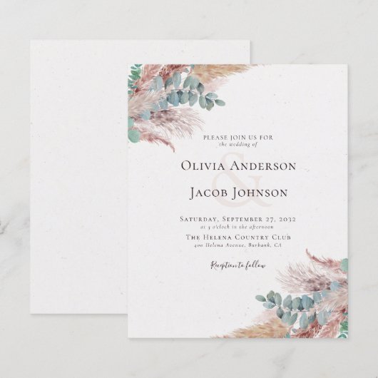 Moderne uitnodiging tot huwelijk in Boheems (Voorkant / Achterkant)