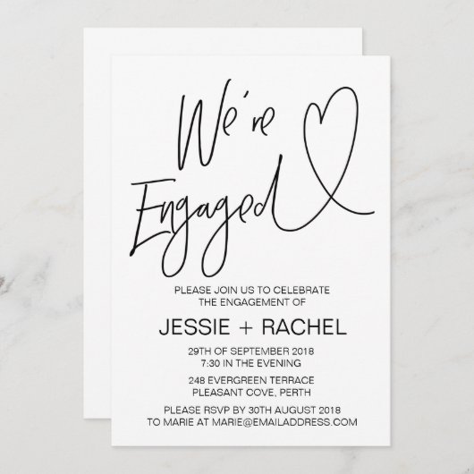 Moderne uitnodiging tot Verloving (Voorkant / Achterkant)