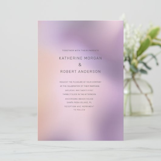 Moderne uitnodiging tot weddenschappen in metallis (Staand voorkant)