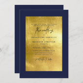 Moderne uitnodiging tot zeemacht en metallisch gou (Voorkant / Achterkant)