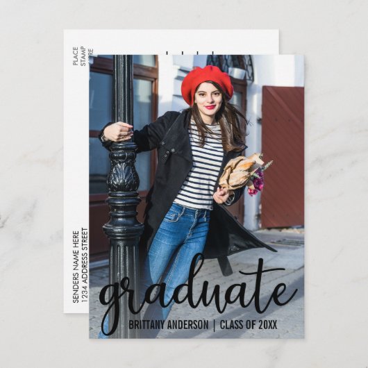 Moderne Uitnodiging van de GraduPartij van de Manu (Voorkant / Achterkant)