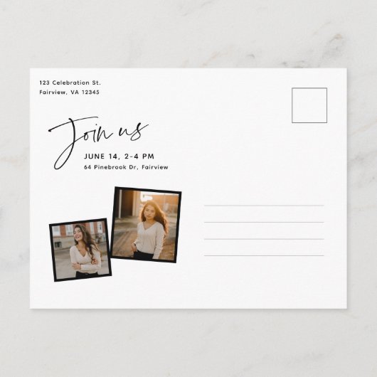 Moderne Uitnodiging van het Afstuderen van de Foto (Achterkant)