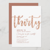 Moderne uitnodiging voor 30e verjaardag in wit en  (Voorkant / Achterkant)