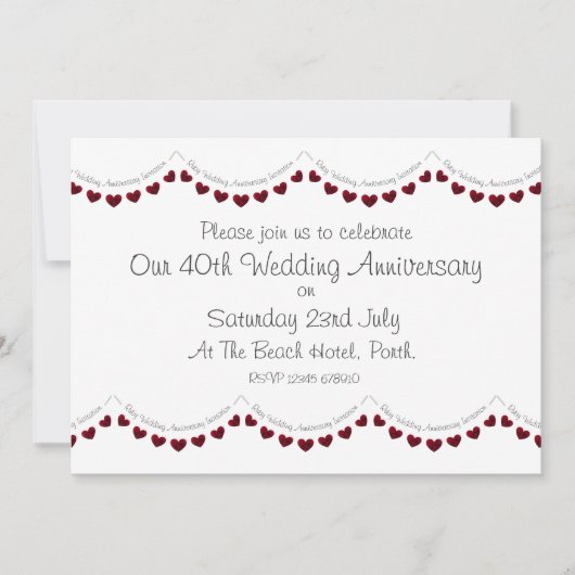 Moderne uitnodiging voor 40-jarig robijnen huwelij (Voorkant)