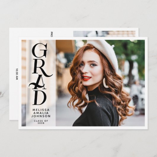 Moderne uitnodiging voor aankondiging Afstuderen f (Voorkant / Achterkant)