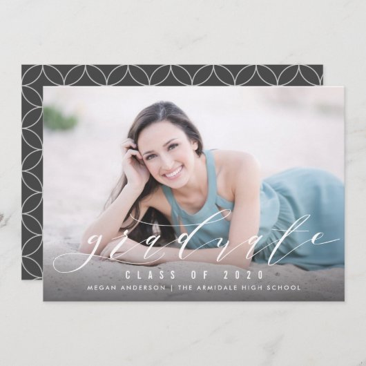 Moderne uitnodiging voor aankondiging afstuderen f (Voorkant / Achterkant)