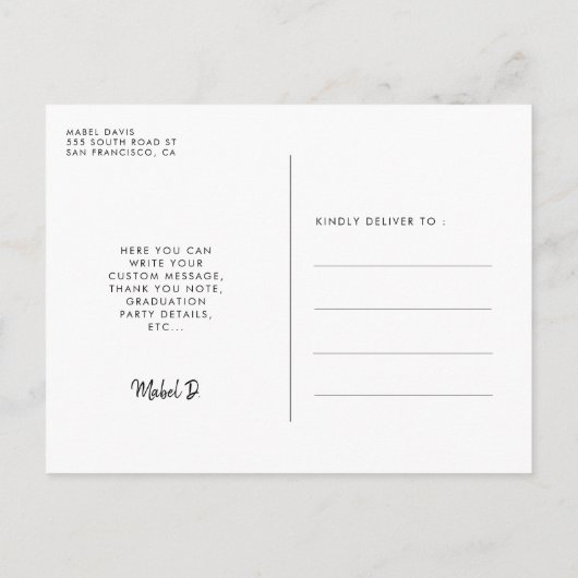 Moderne uitnodiging voor afgestudeerden fotograaf (Achterkant)