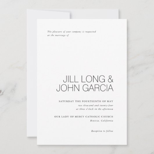 Moderne uitnodiging voor bruiloft met minimaal ont (Voorkant)