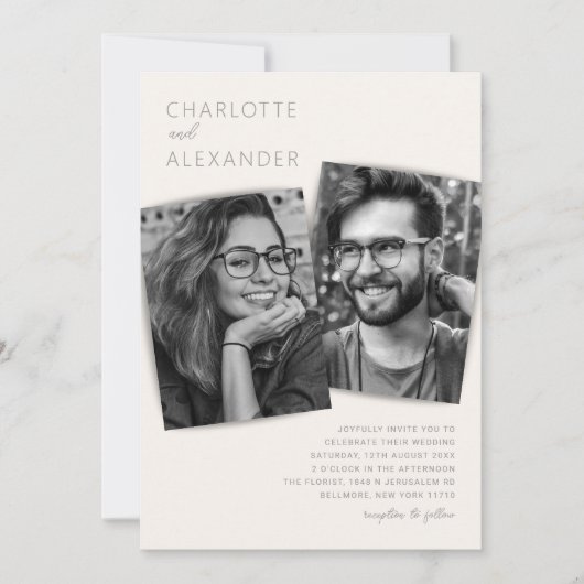 Moderne uitnodiging voor bruiloft op internet (Voorkant)