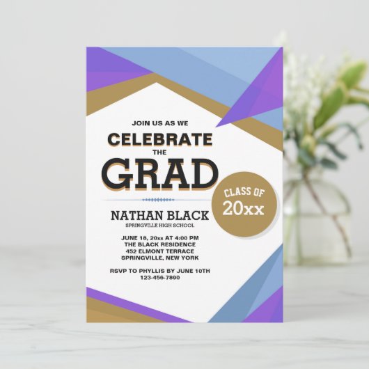 Moderne uitnodiging voor diploma-uitreiking (Staand voorkant)